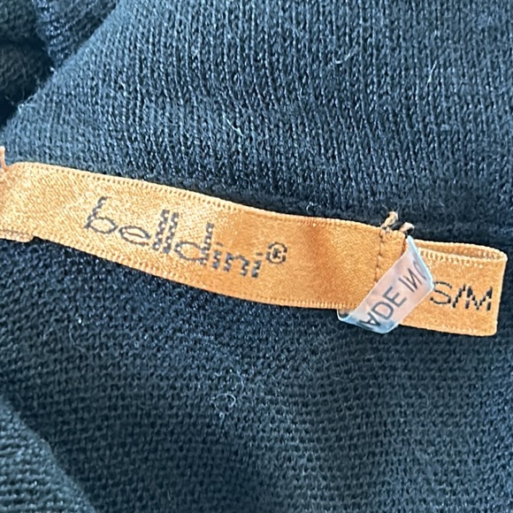 Belldini Sequined Striped Cowl-Neck Knit Poncho Style Sweater Black - Picture 6 of 10